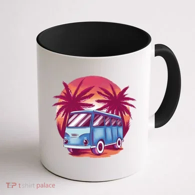 Retro Van Sunset Beach Coffee Mug back