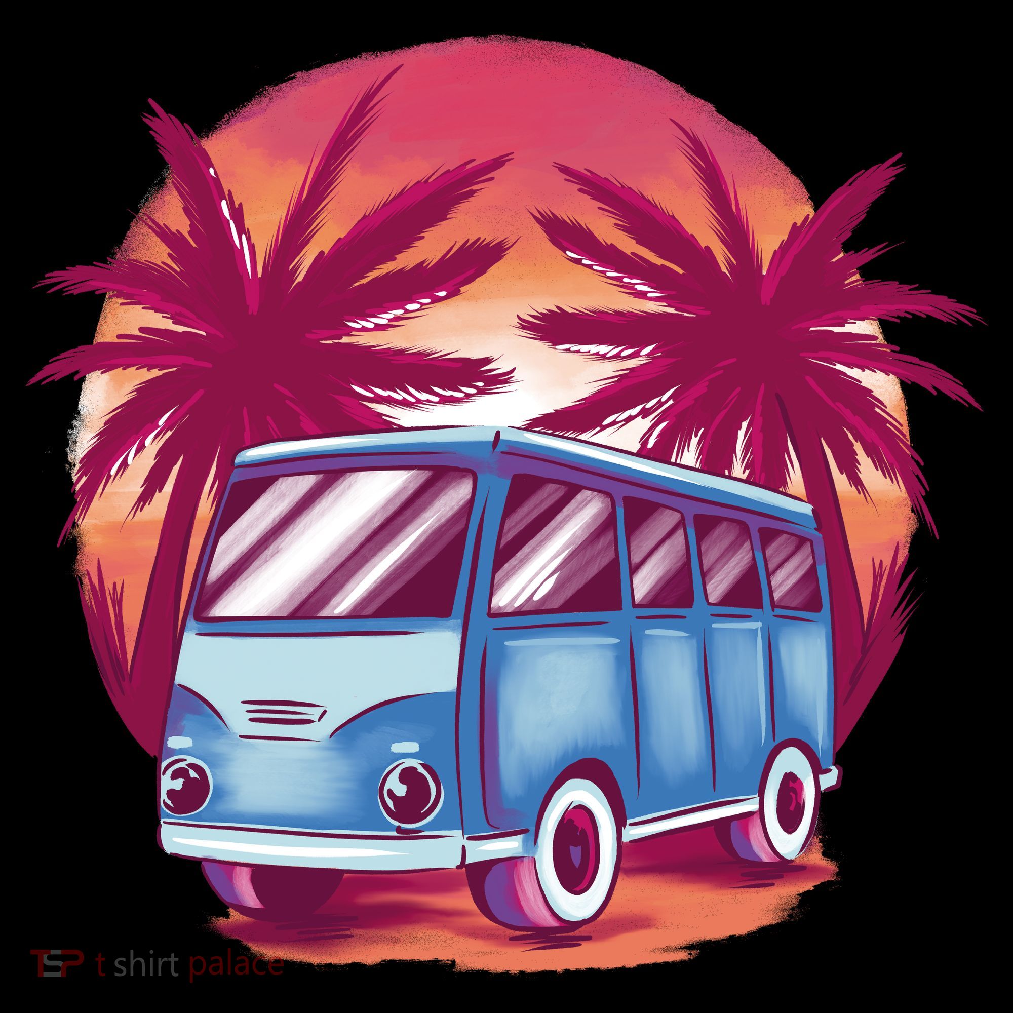 Retro Van Sunset Beach Polo