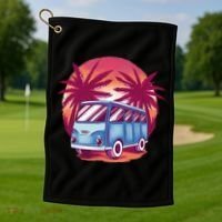 Retro Van Sunset Beach Golf Towel thumb 1
