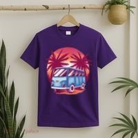 Retro Van Sunset Beach T-Shirt thumb 2