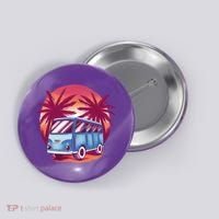 Retro Van Sunset Beach Button thumb 0