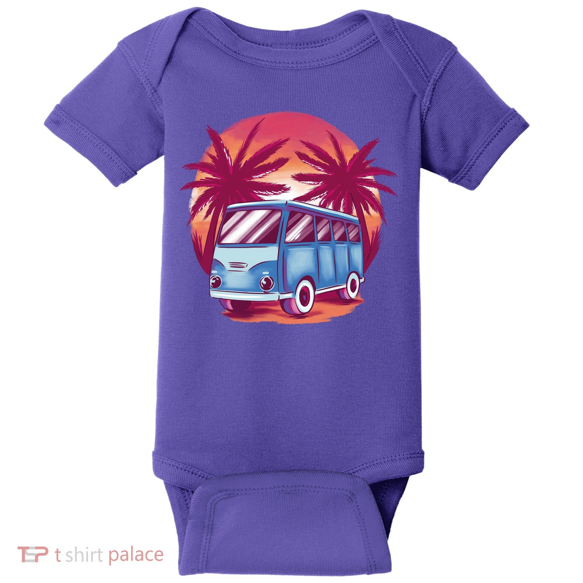 Retro Van Sunset Beach Baby Bodysuit