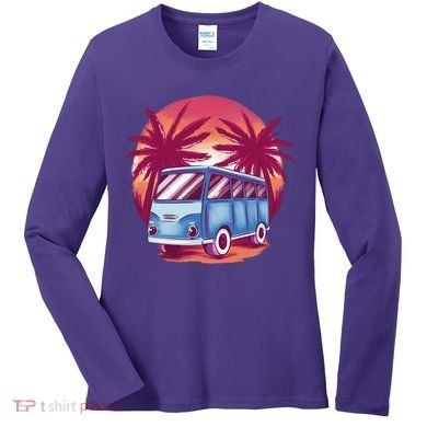 Retro Van Sunset Beach Women's Long Sleeve Shirt