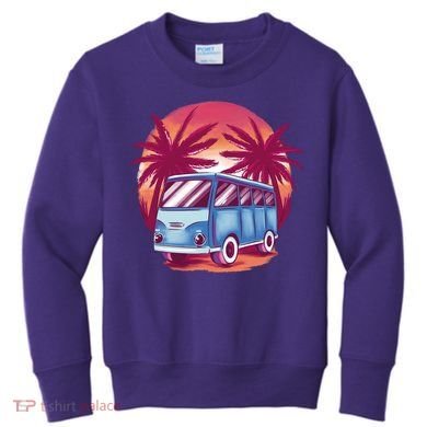 Retro Van Sunset Beach Kids Sweatshirt