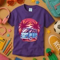Retro Van Sunset Beach Kids T-Shirt thumb 3