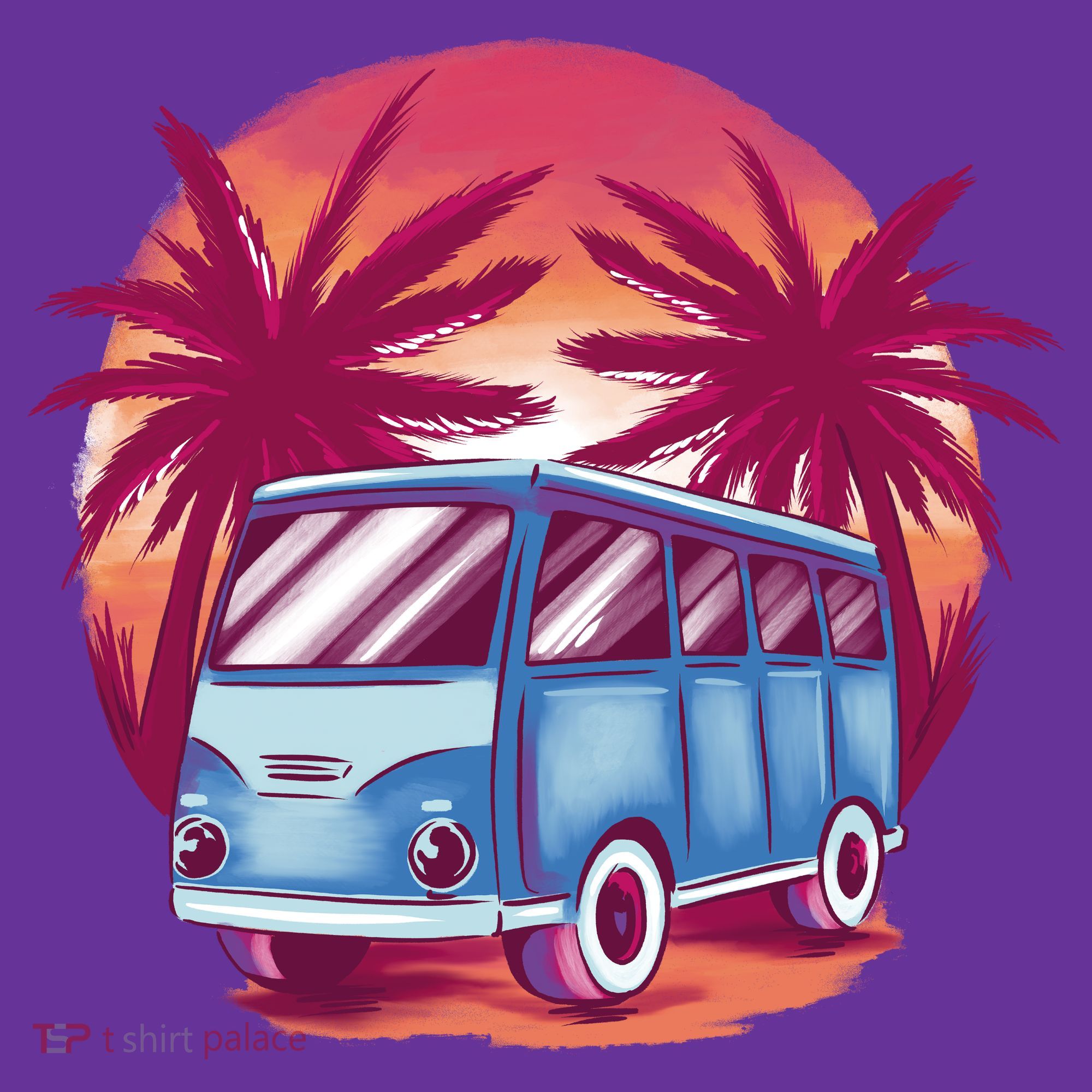 Retro Van Sunset Beach Kids T-Shirt