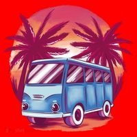 Retro Van Sunset Beach Santa Hat thumb 1