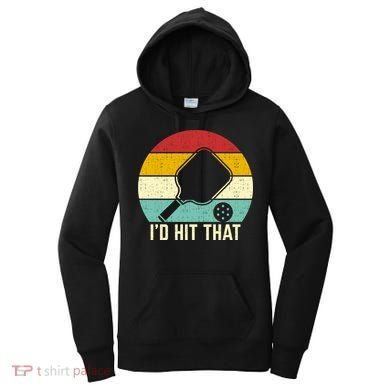 Retros Vintage Sunset Paddle ID Hit That Pickleball Player Gift Women's Hoodie