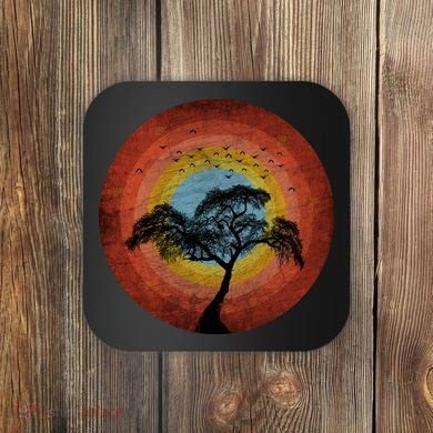 Retro Vintage Scary Wilderness Distressed Coaster
