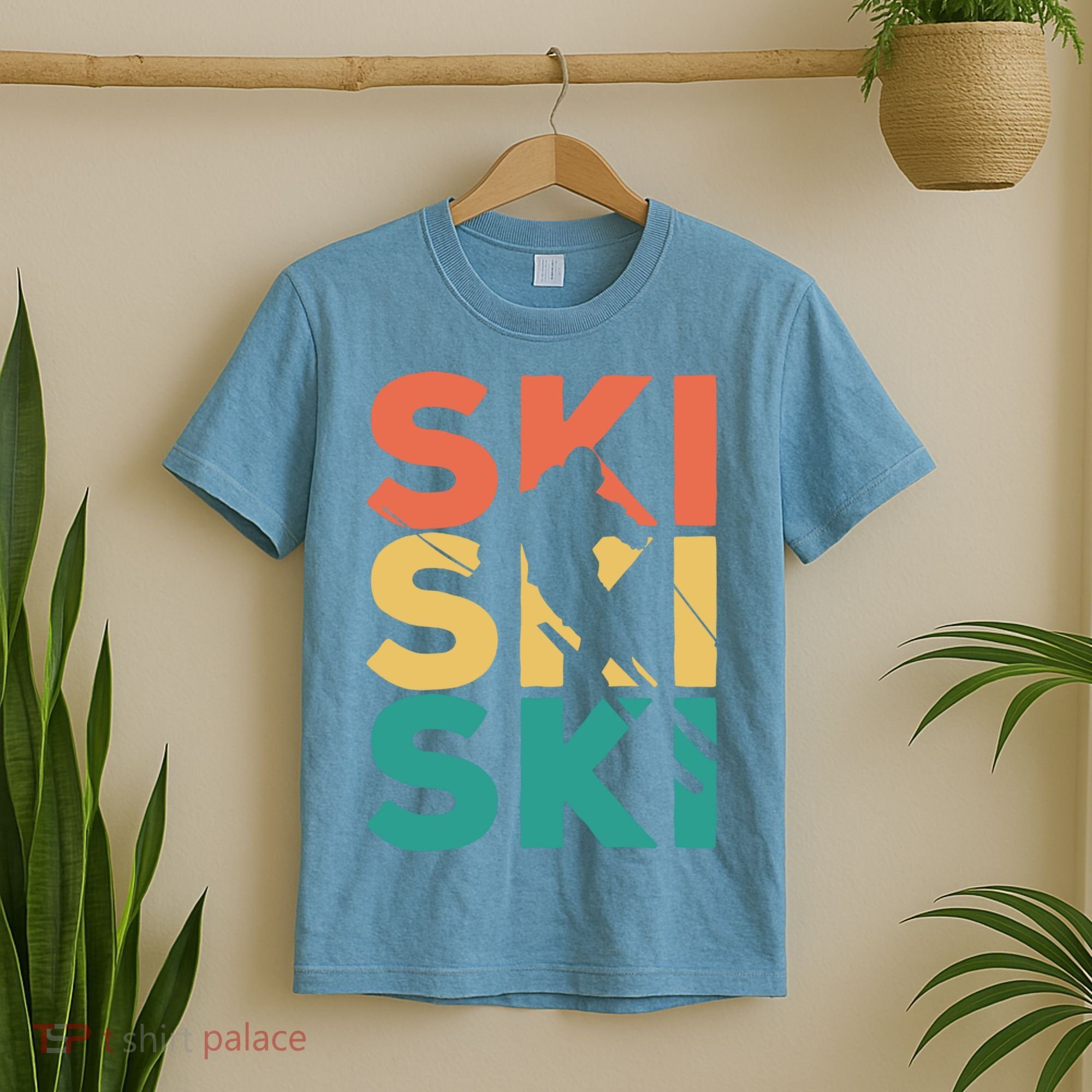Retro Vintage Skiing Gift For Skiers Gift T-Shirt
