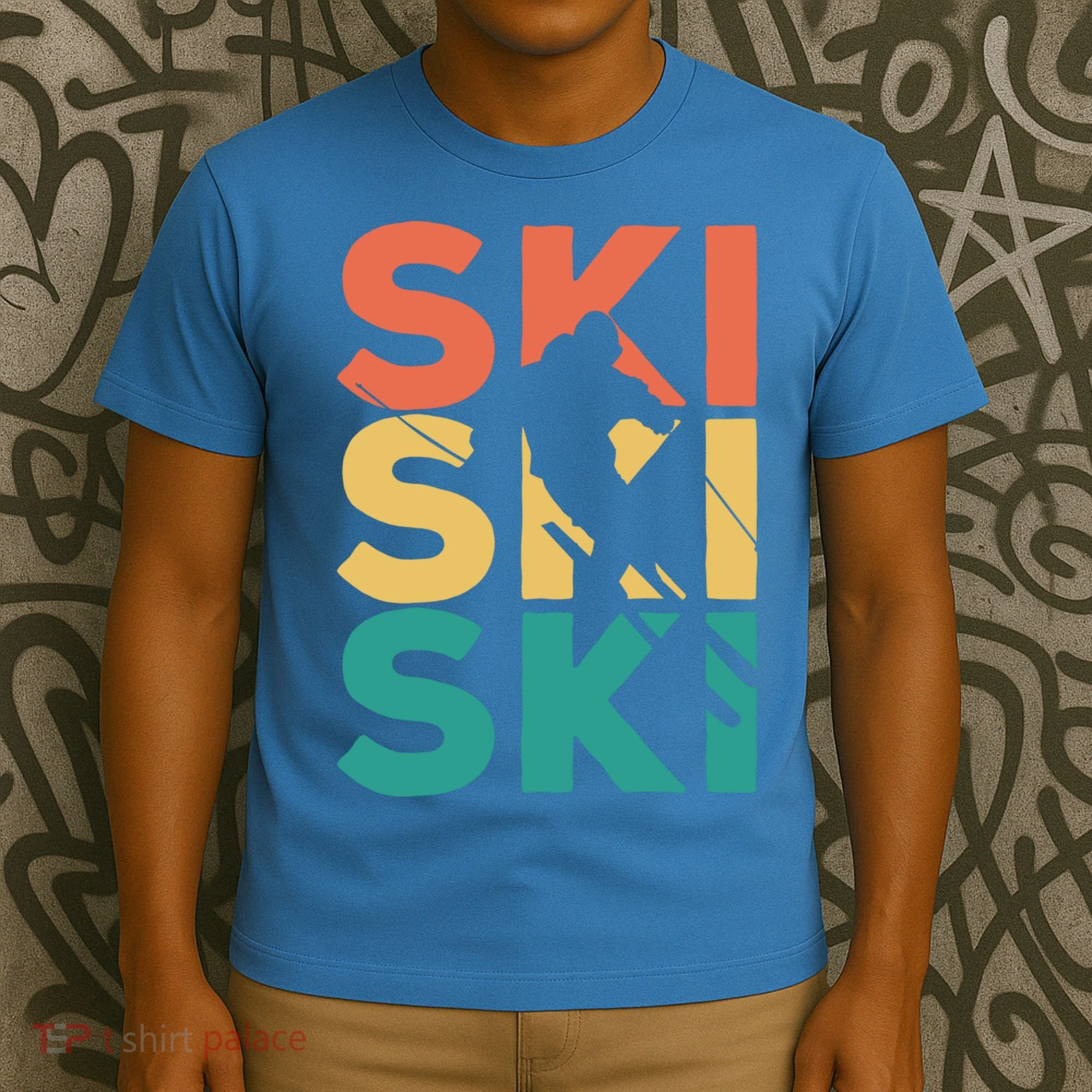 Retro Vintage Skiing Gift For Skiers Gift T-Shirt