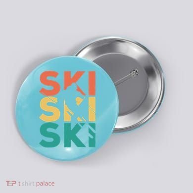 Retro Vintage Skiing Gift For Skiers Gift Button