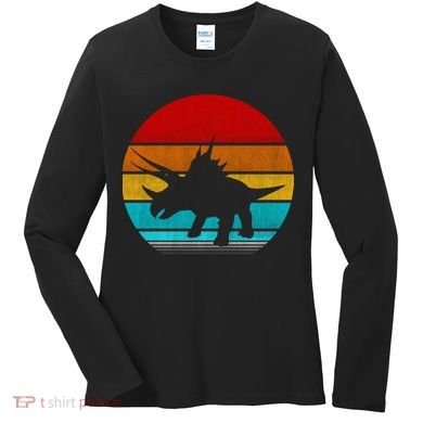 Retro Vintage Triceratops Women's Long Sleeve Shirt