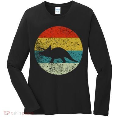 Retro Vintage Triceratops Women's Long Sleeve Shirt