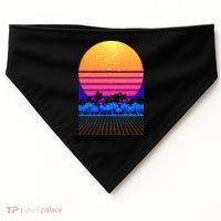 Retro Vaporwave Tropical Sunset Vibes USA-Made Doggie Bandana thumb 0
