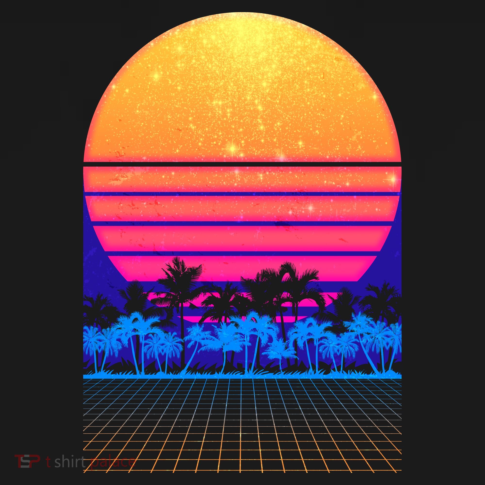 Retro Vaporwave Tropical Sunset Vibes USA-Made Doggie Bandana