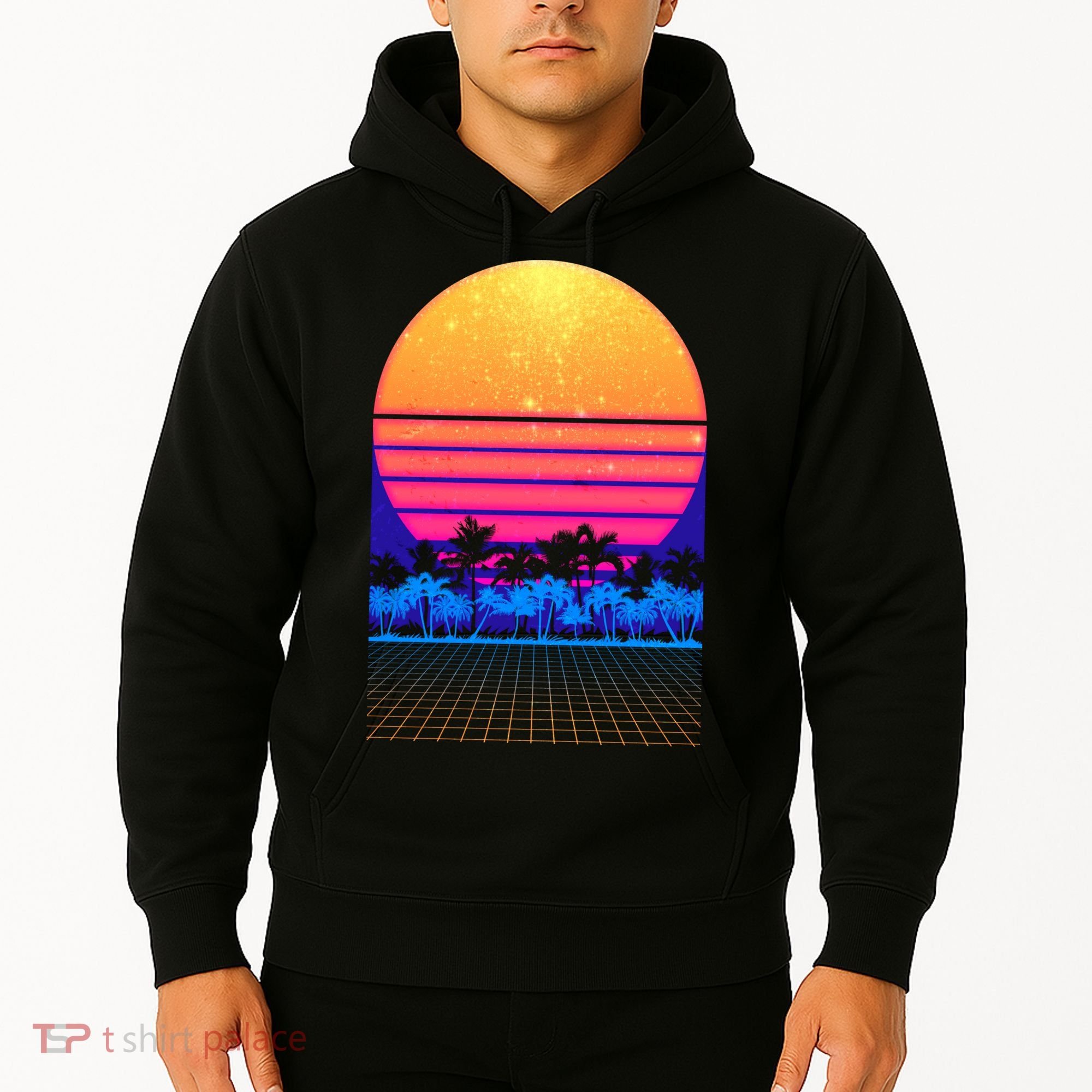 Retro Vaporwave Tropical Sunset Vibes Hoodie