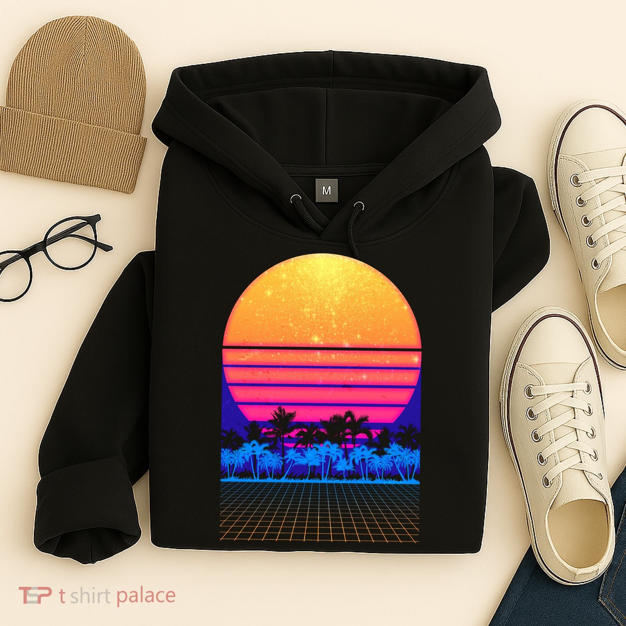 Retro Vaporwave Tropical Sunset Vibes Hoodie
