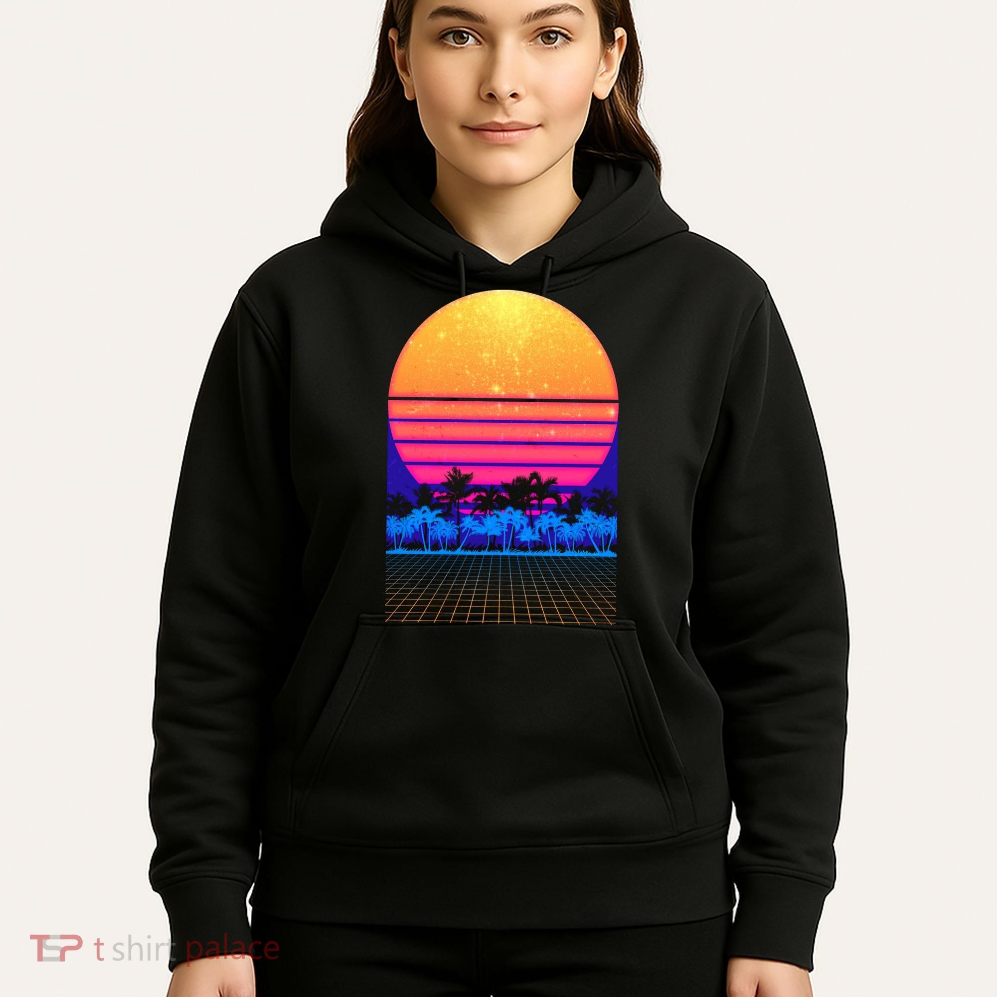 Retro Vaporwave Tropical Sunset Vibes Hoodie