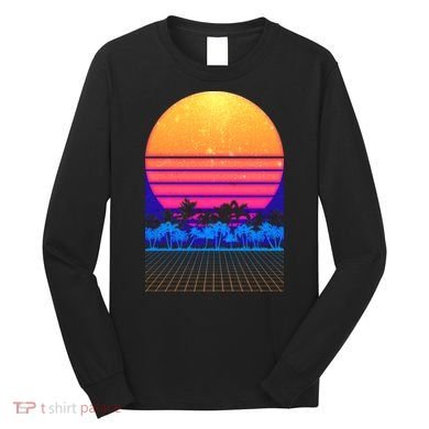 Retro Vaporwave Tropical Sunset Vibes Long Sleeve Shirt