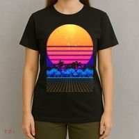 Retro Vaporwave Tropical Sunset Vibes T-Shirt thumb 4
