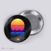 Retro Vaporwave Tropical Sunset Vibes Button thumb 0