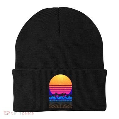 Retro Vaporwave Tropical Sunset Vibes Beanie