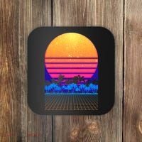 Retro Vaporwave Tropical Sunset Vibes Coaster thumb 0
