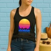 Retro Vaporwave Tropical Sunset Vibes Women's Tank Top thumb 2