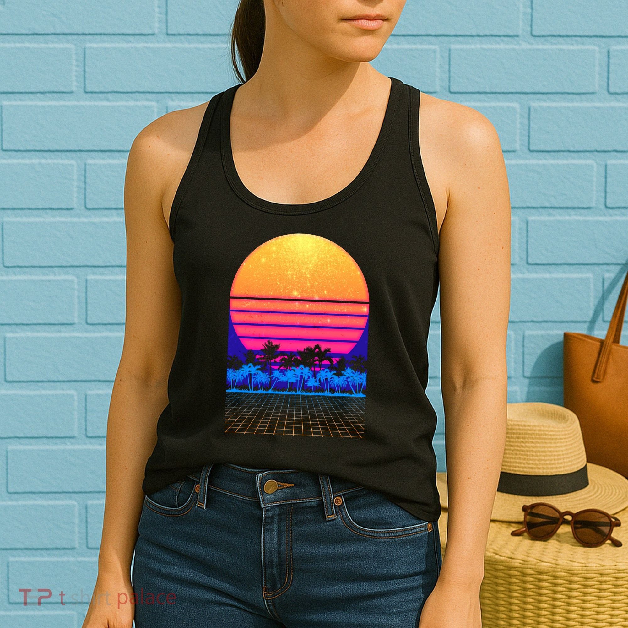 Retro Vaporwave Tropical Sunset Vibes Women's Tank Top