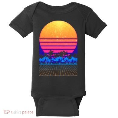 Retro Vaporwave Tropical Sunset Vibes Baby Bodysuit