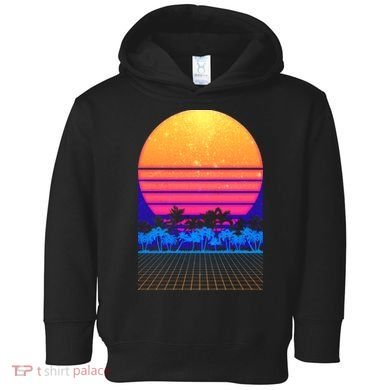 Retro Vaporwave Tropical Sunset Vibes Toddler Hoodie