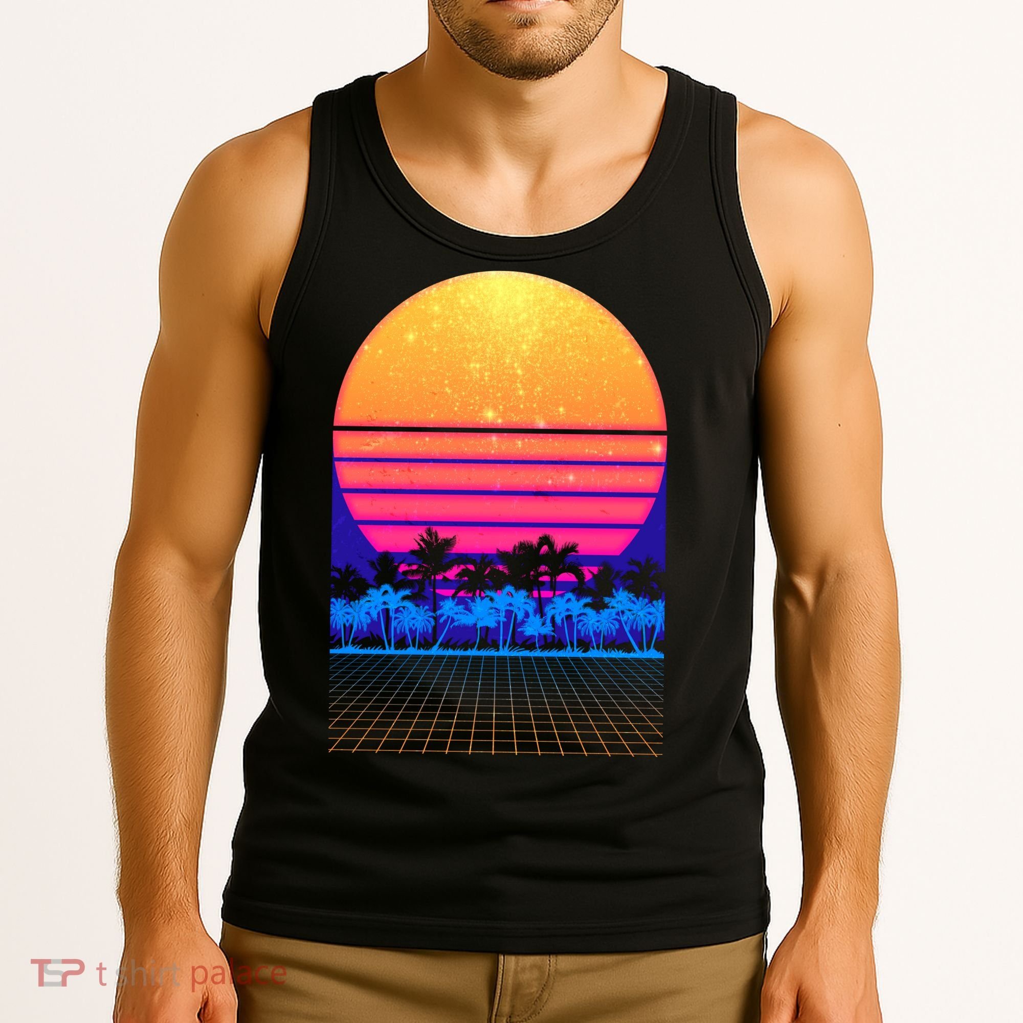 Retro Vaporwave Tropical Sunset Vibes Tank Top