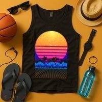 Retro Vaporwave Tropical Sunset Vibes Tank Top thumb 4