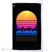 Retro Vaporwave Tropical Sunset Vibes Golf Towel thumb 0