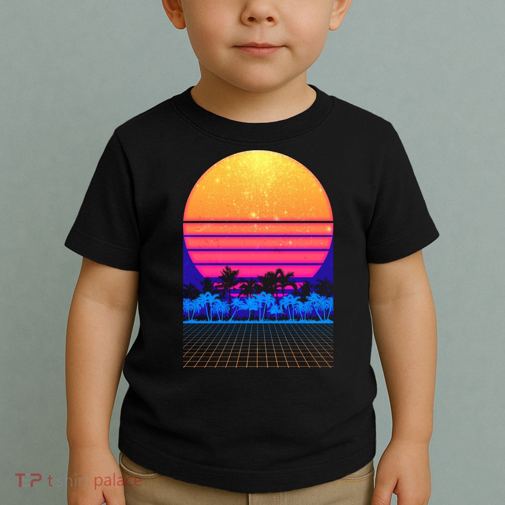 Retro Vaporwave Tropical Sunset Vibes Toddler T-Shirt