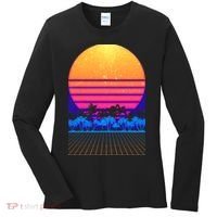 Retro Vaporwave Tropical Sunset Vibes Women's Long Sleeve Shirt thumb 0