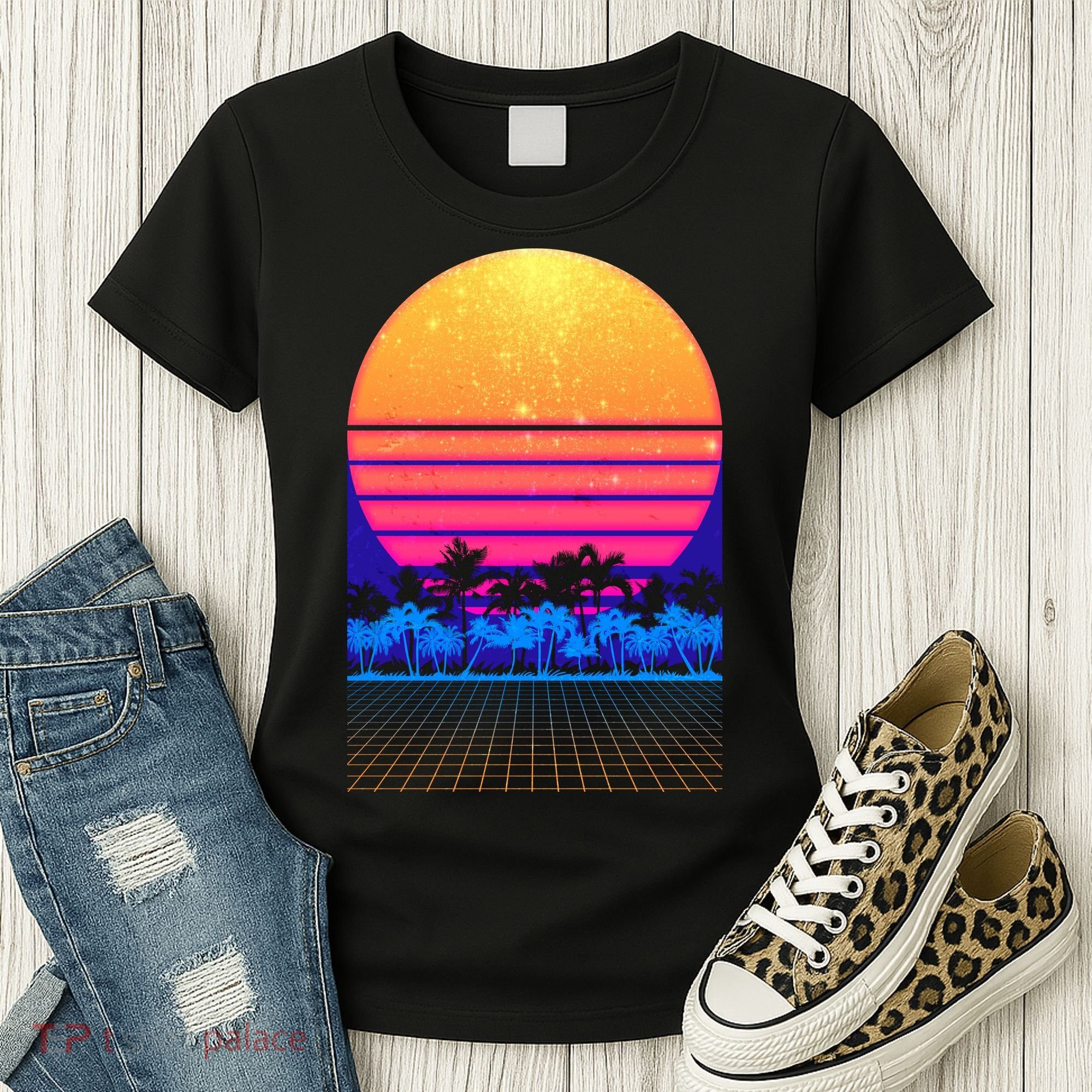Retro Vaporwave Tropical Sunset Vibes Women's T-Shirt