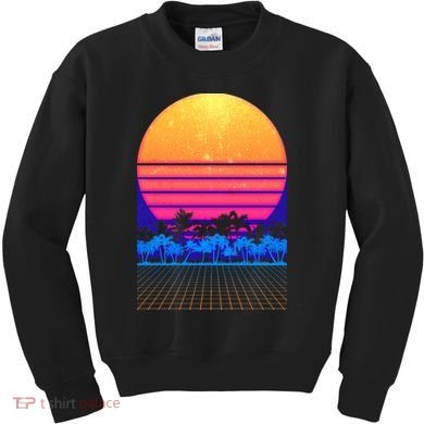 Retro Vaporwave Tropical Sunset Vibes Kids Sweatshirt