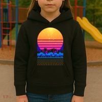 Retro Vaporwave Tropical Sunset Vibes Kids Hoodie thumb 3