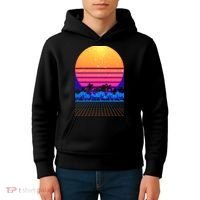Retro Vaporwave Tropical Sunset Vibes Kids Hoodie thumb 4