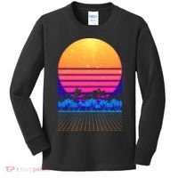 Retro Vaporwave Tropical Sunset Vibes Kids Long Sleeve Shirt thumb 0