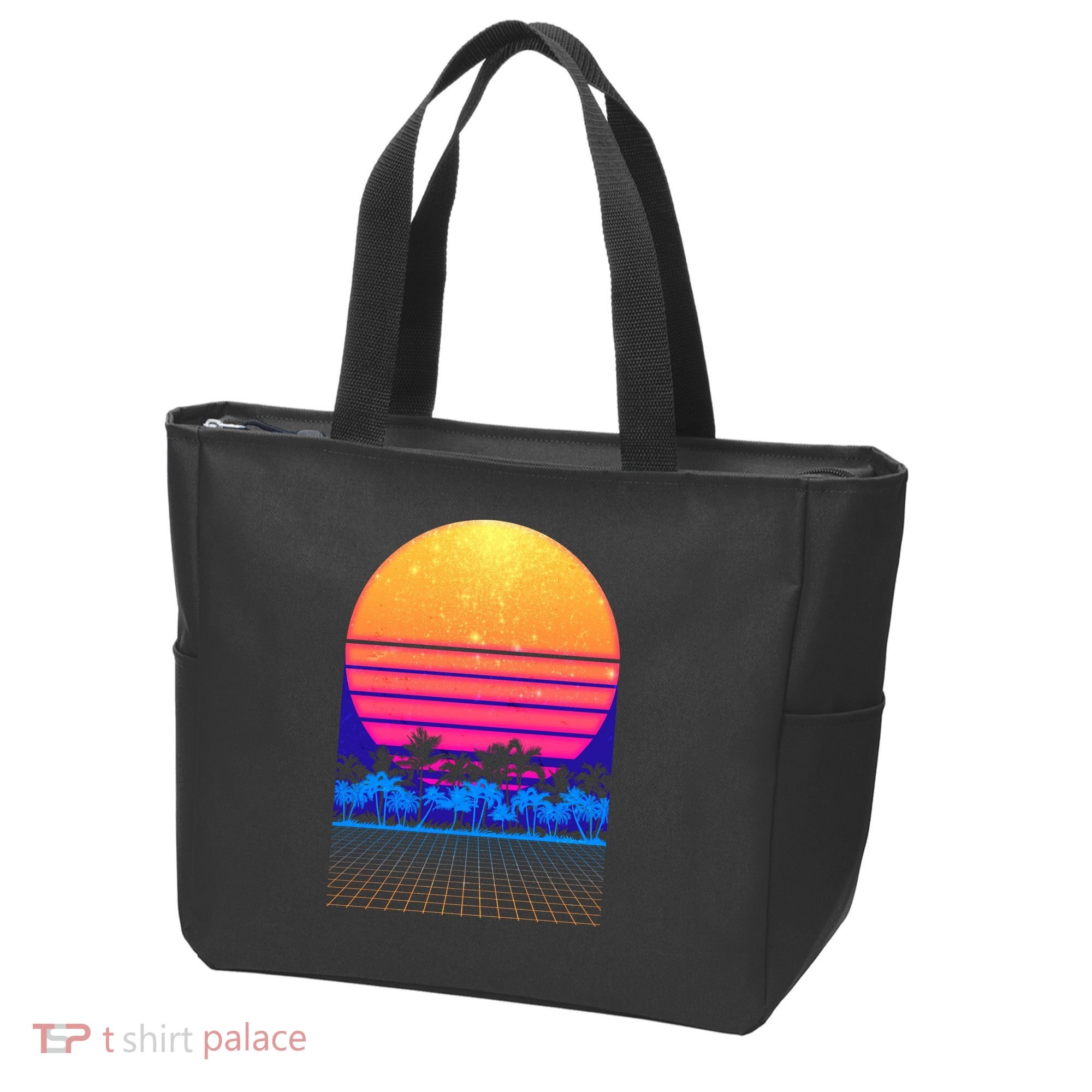 Retro Vaporwave Tropical Sunset Vibes Tote Bag