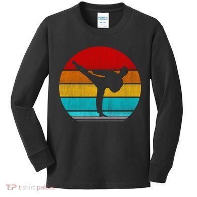 Retro Vintage Taekwondo Kids Long Sleeve Shirt