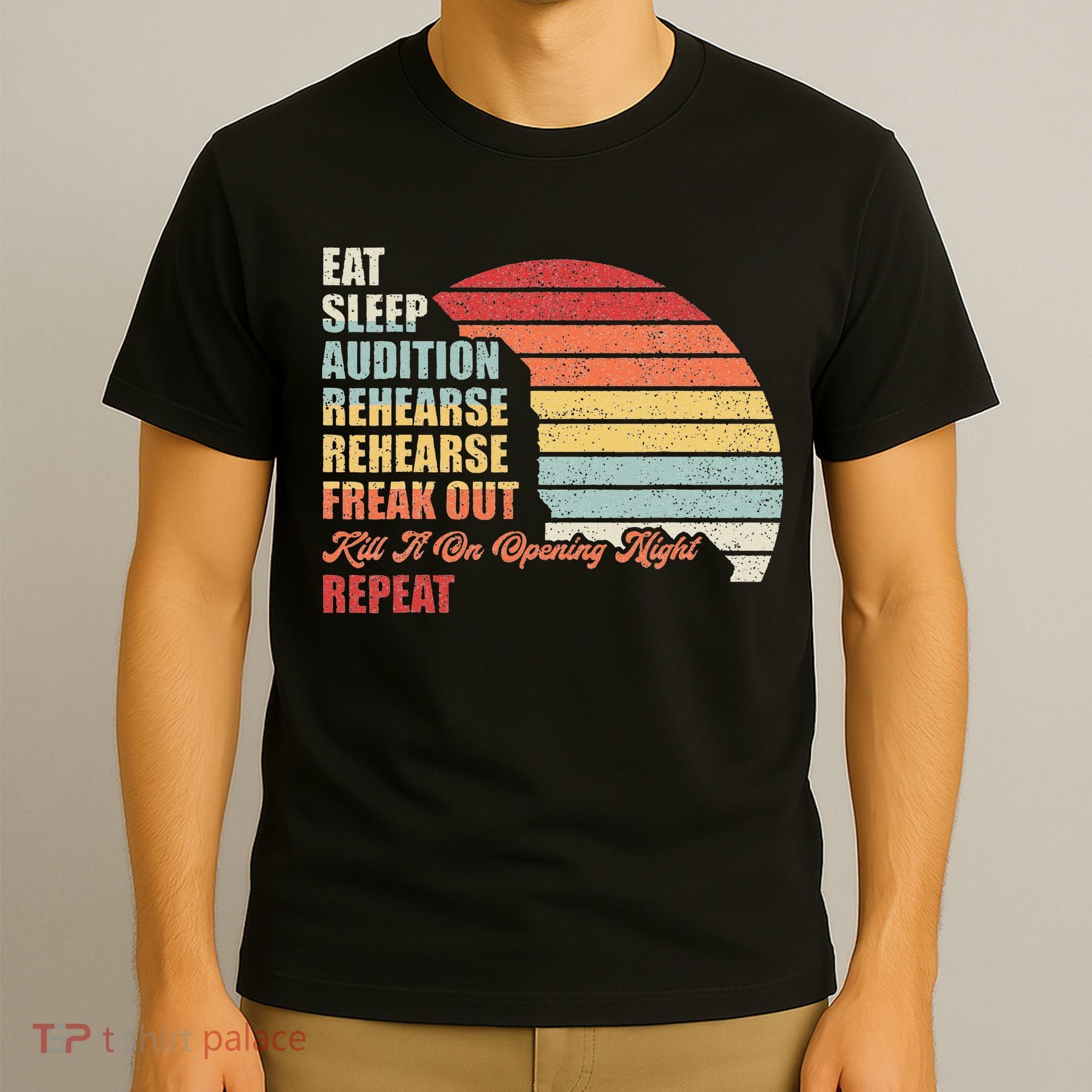 Retro Vintage Theater Geek Musical Life Eat Sleep Theatre T-Shirt