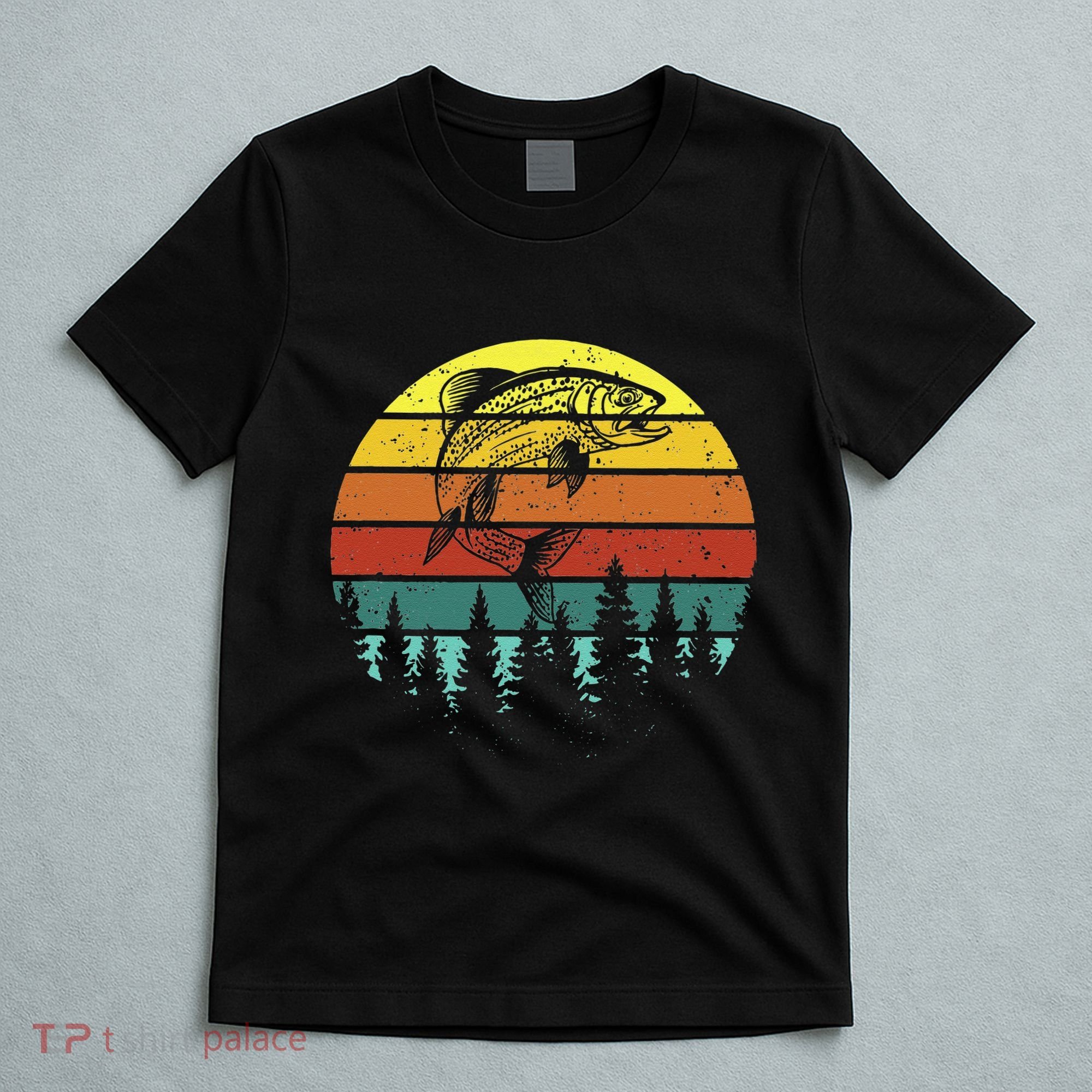 Retro Vintage Trout Fishing Angler Christmas Birthday Gift T-Shirt