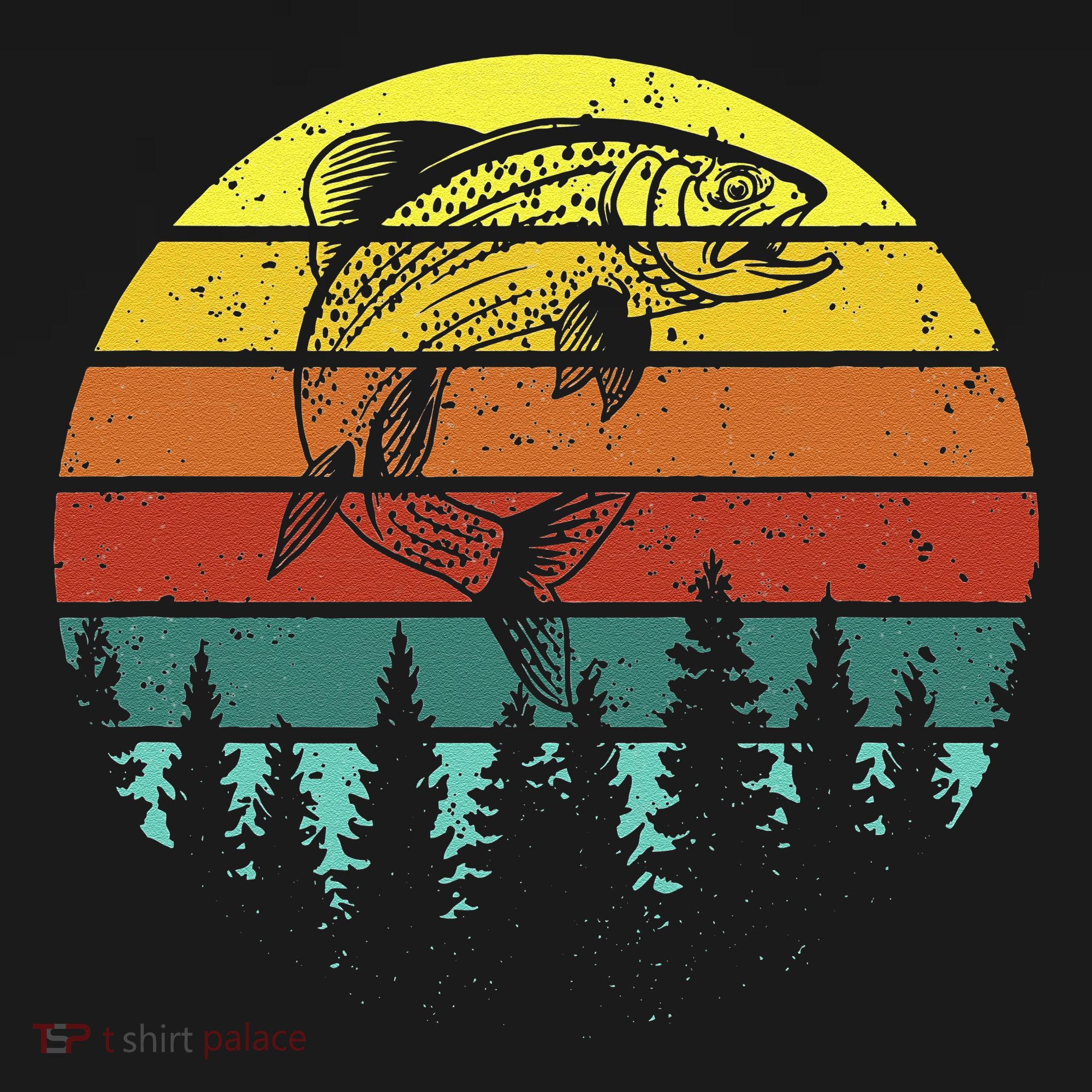 Retro Vintage Trout Fishing Angler Christmas Birthday Gift T-Shirt