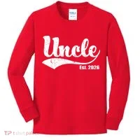 Retro Varsity Uncle EST 2026  Kids Long Sleeve Shirt thumb 0