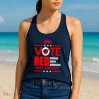 Republican Voter Vote Red Remove Democrat Save America Women's Tank Top thumb 2