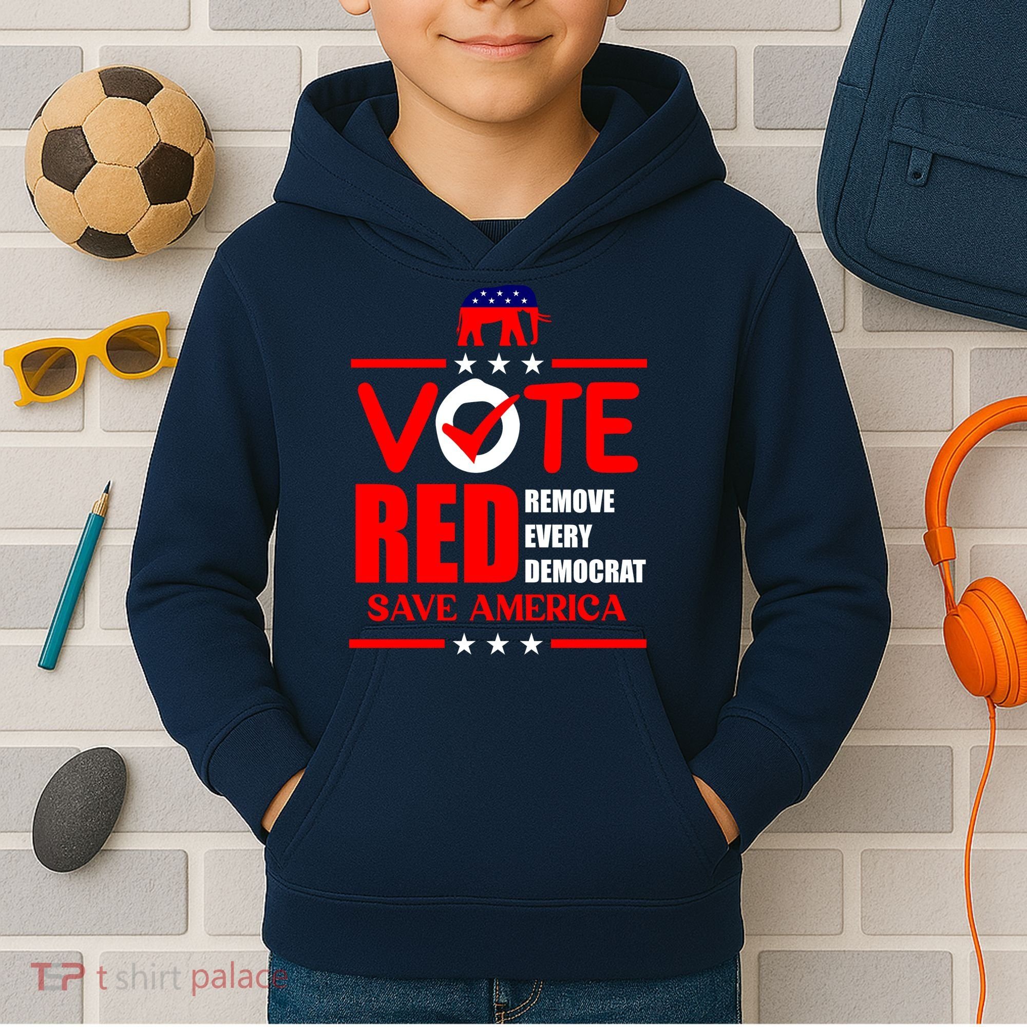 Republican Voter Vote Red Remove Democrat Save America Kids Hoodie